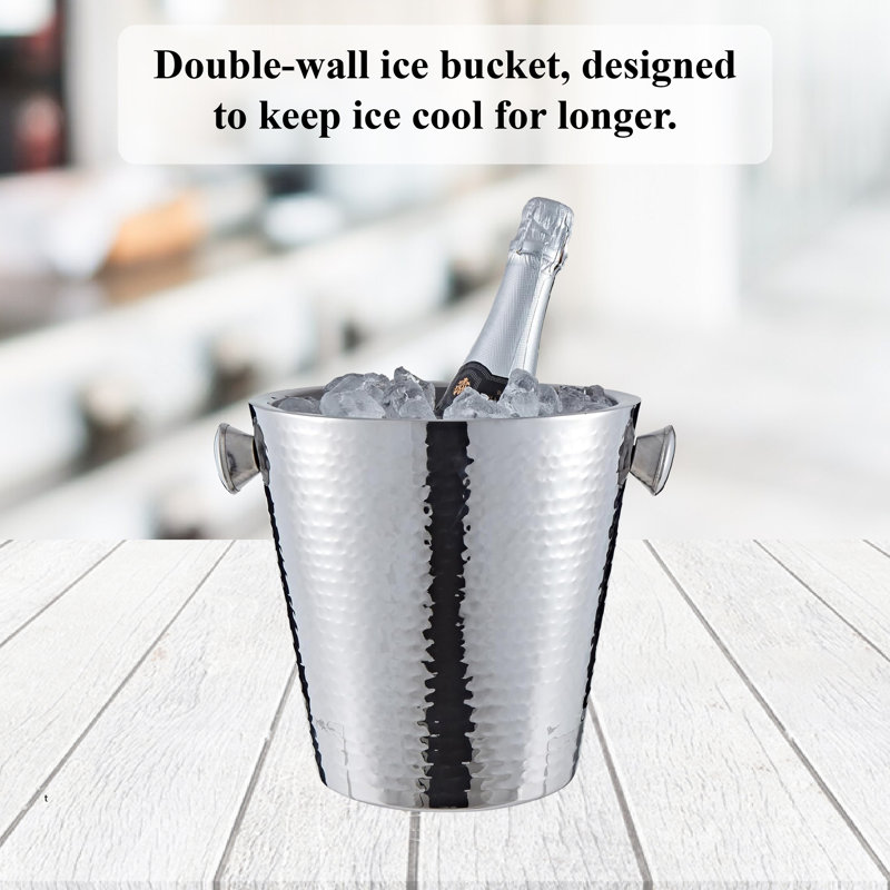 Buckingham Ice Bucket Double Wall Stainless Steel Hammered Effect 22 cm 4.8 Litres