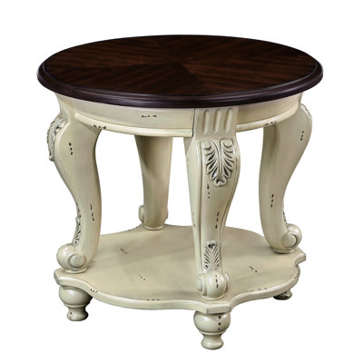 22" Beige And Solid Wood Side Table, With Shelf For Living Area, Easy Assembly, Heat- Finish, Safe Rounded Corners End Table Room Shelf, Veneer,