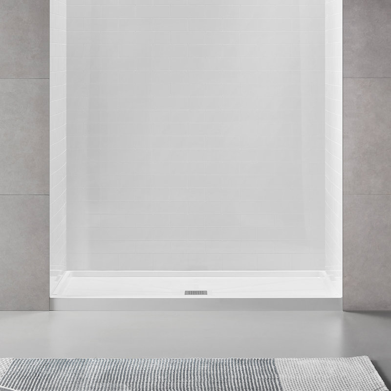 48" W x 32" Single Threshold Shower Pan Base with Center Drain Assembly and Drain Cover Included, Non-Slip design