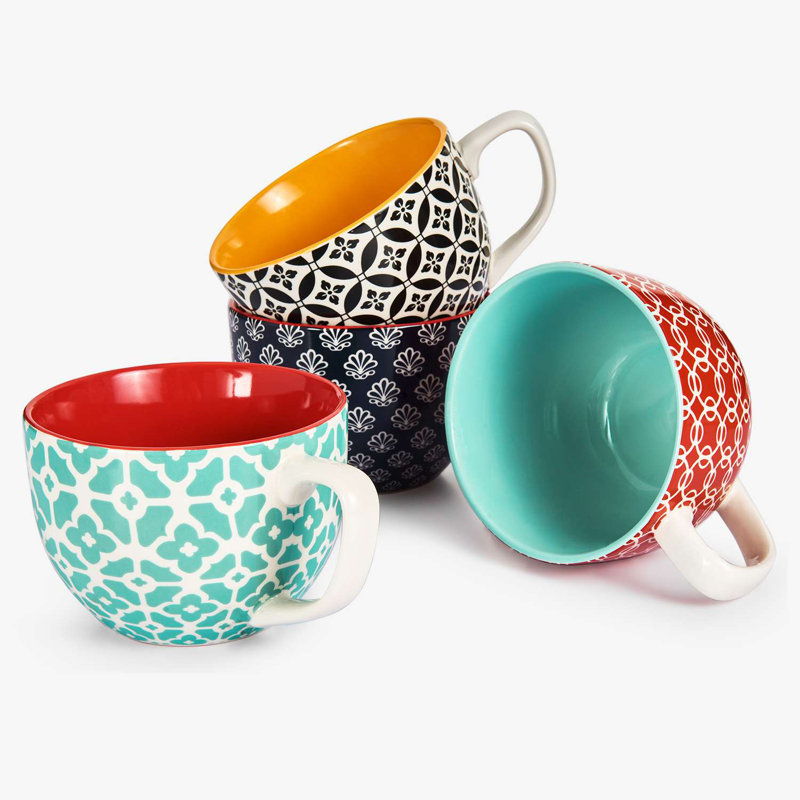 Ensemble de 4 grandes tasses à café 24 oz
