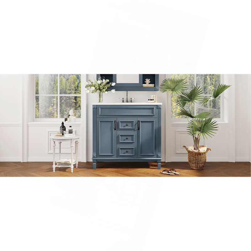 Meuble-lavabo élégant au design fonctionnel et spacieux, idéal pour les salles de bain modernes, Bleu