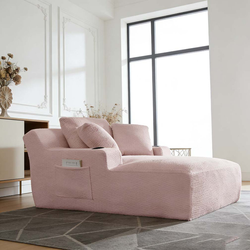 Oversized Chaise Lounge Chair Indoor, Pink