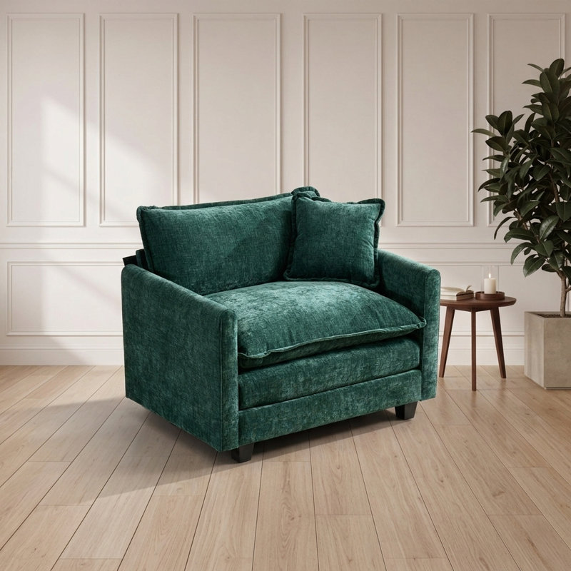 Canapé à une place avec nuage modulaire moderne avec dossier ergonomique et coussin double couche, Vert