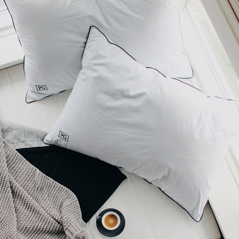 Luxurious White Goose Down Queen Pillow with Hypoallergenic Cotton Protector