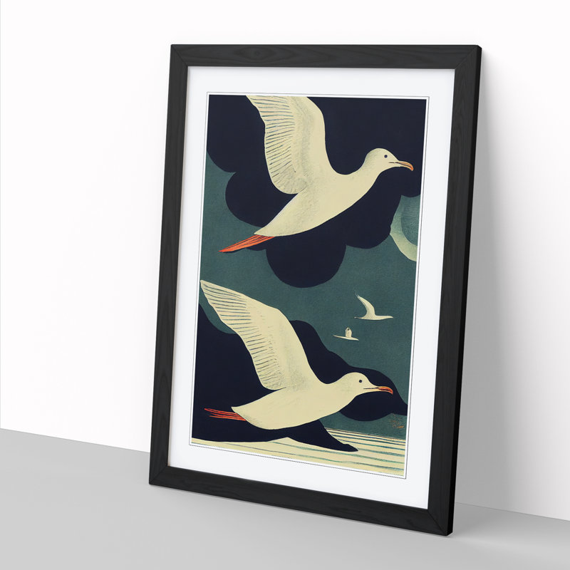 Seagull Abstract Art Vol.1 - Single Picture Frame Print, 64cm H x 46cm W x 2cm D, Black