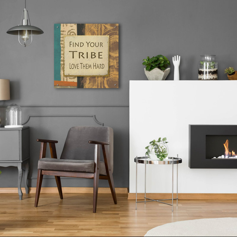 Art mural en verre épique «Tribe 1» par Alonzo Saunders, 24 po x 24 po, H 24 po x l 24 po