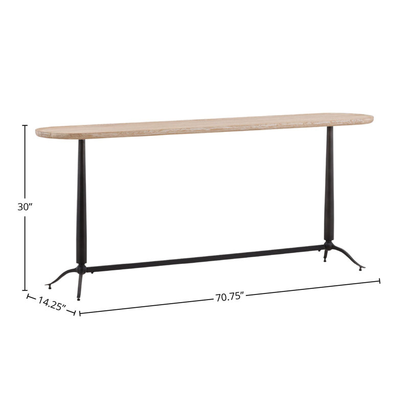 Fabiana 71" Wide Oak Wood Console Table, Light Natural