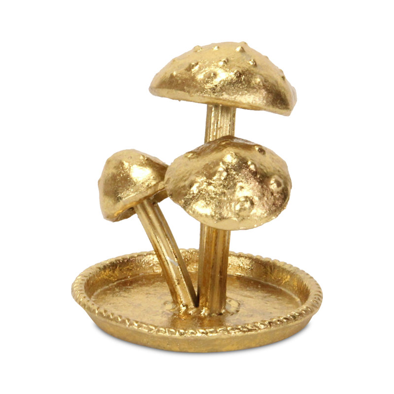 Hareton Cast Iron Golden Mushroom Trio Table Decor