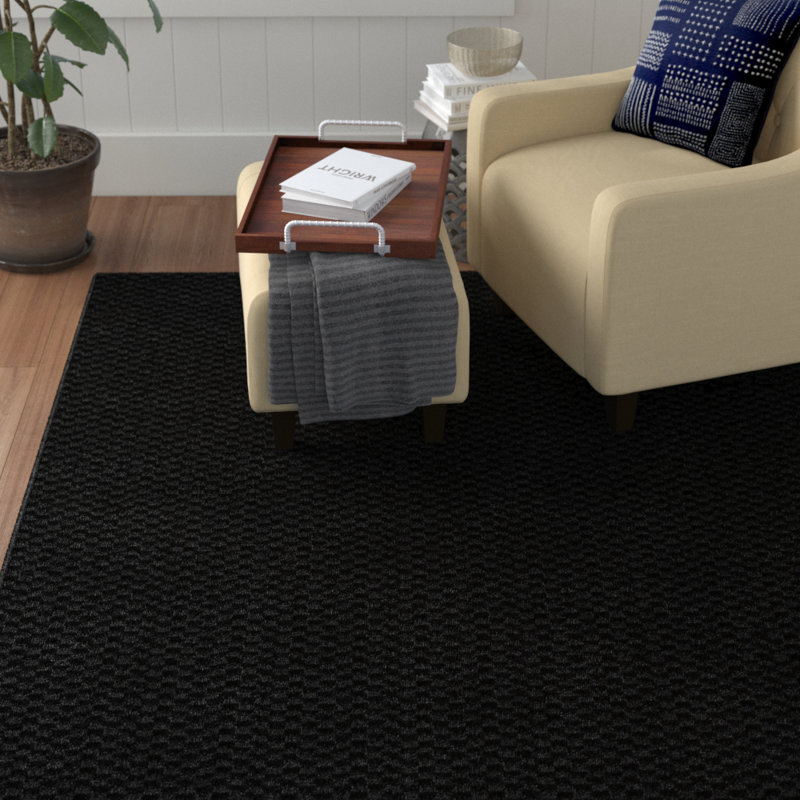 Tapis en polypropylène touffeté à la machine de couleur unie Esther, Rectangle 6 pi x 9 pi