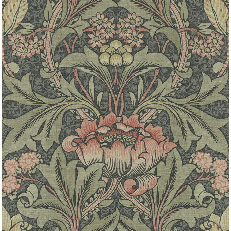 Rouleau de fleurs Rihanon, Ébène / olive