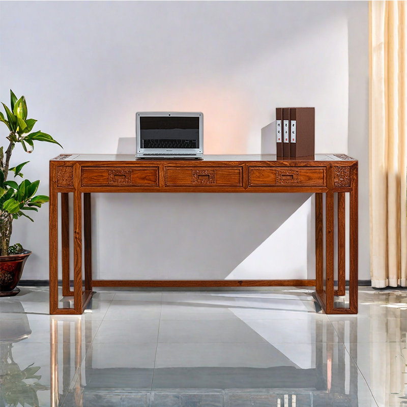 Exquisite Chinese style carved desk, 30.31" H x 60.24" W x 23.62" D