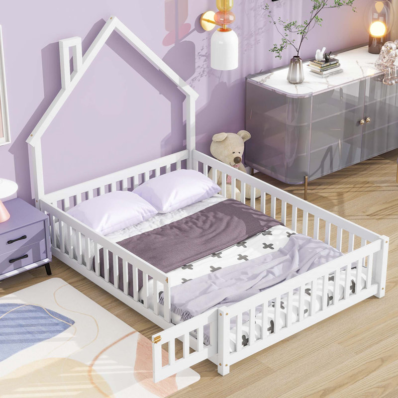 House-Shaped Headboard Floor Bed, White
