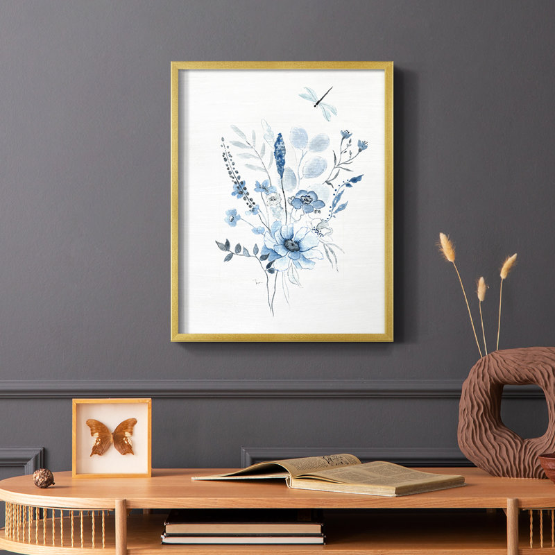Indigo Gathering I, reproduction encadrée - bois massif, Or, H 20 po x l 16 po