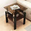 Ensemble 2 pièces table de bout et table basse en verre trempé moderne - brun / noir