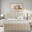 Lit plateforme tapissier avec lit gigogne simple, 3 tiroirs et tête de lit à rayures-1691803603
