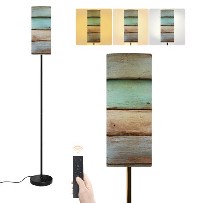 Floor Lamp cowboy wooden blue rustic Weathered Wood Planks Dimmable Modern Standing Lamp with Remote Control Footswitch Bulb Lampshade Tall Pole Corner Lamp for Living Room Bedroom Office
