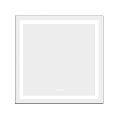 Wall Mounted Vanity Mirror 30" X 30", Fog Led Bathroom With Front And Backlight, 3 Colors, Stepless Dimmable, Memory, Aluminum Frame, Ash, 24 Lb, Refinement Fog, Color Temperatures, Lighting Solution