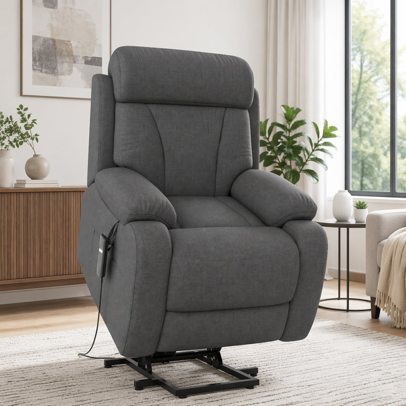 Fauteuil inclinable électrique Power Lift, Tissu velours flocon de neige, Dark Grey