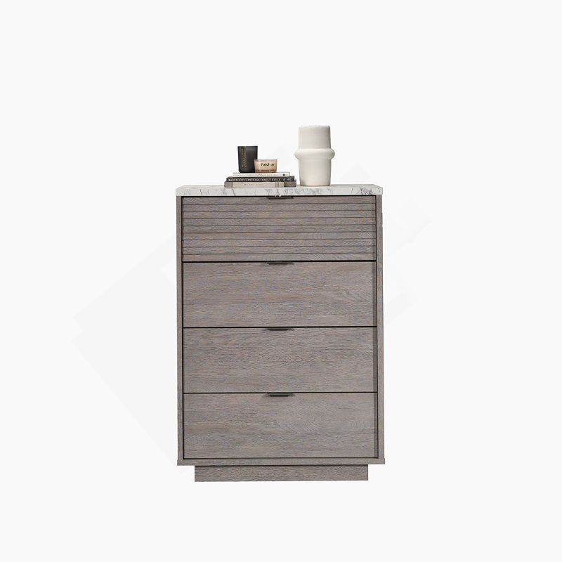 Commode 4 tiroirs avec dessus en faux marbre