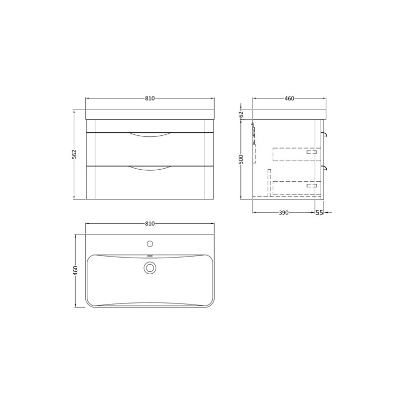 Parade 810 mm Bathroom Vanity, Gloss White