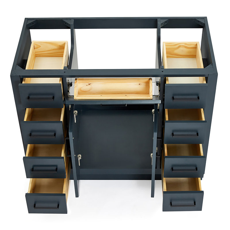 42" Single Bathroom Vanity Base only, Matte Black, Midnight Blue