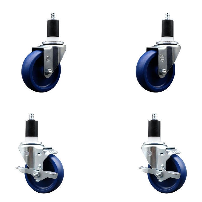 Ensemble de roulettes extensibles pivotantes en poly 4 roues SCC TLB 4 po x 1-1 / 2 po