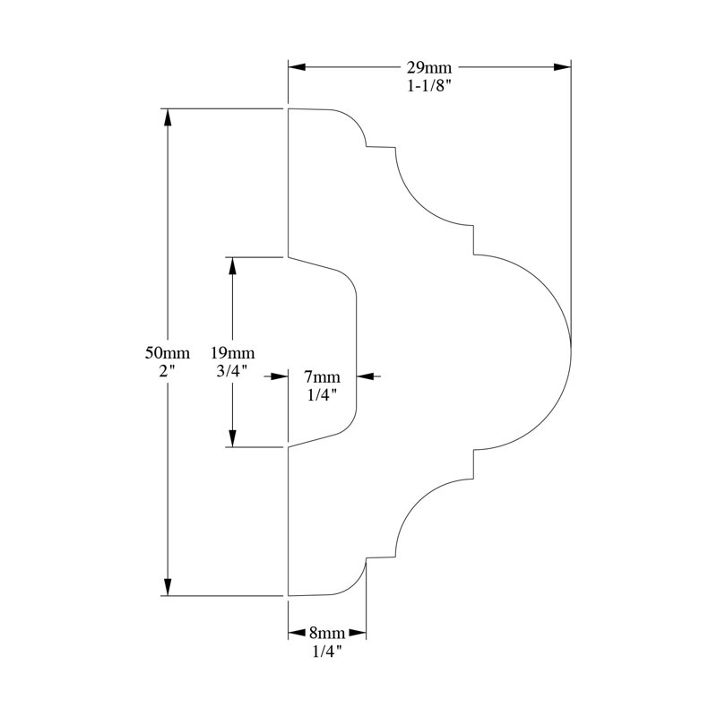 1-3/16 in D x 2 in W x 78-3/4 in L Primed White Plain Polyurethane Panel Moulding