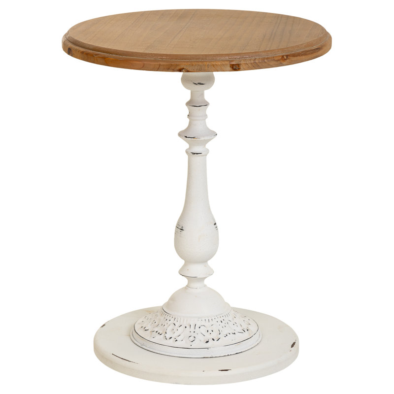 McLemoresville Pedestal End Table, White