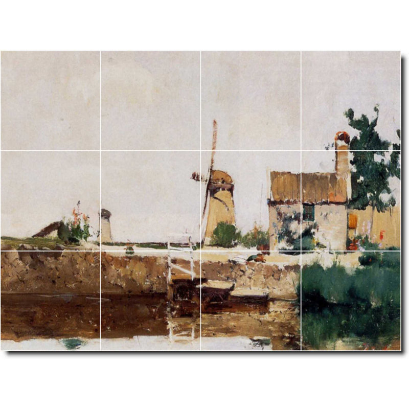 Carreau de céramique décorative 24 po x 18 po 6 po x 6 po, John Twachtman, peinture de campagne W08984