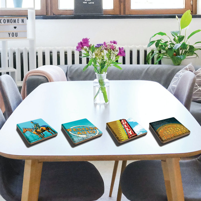 Stoneware Square 4 Piece Coaster Set