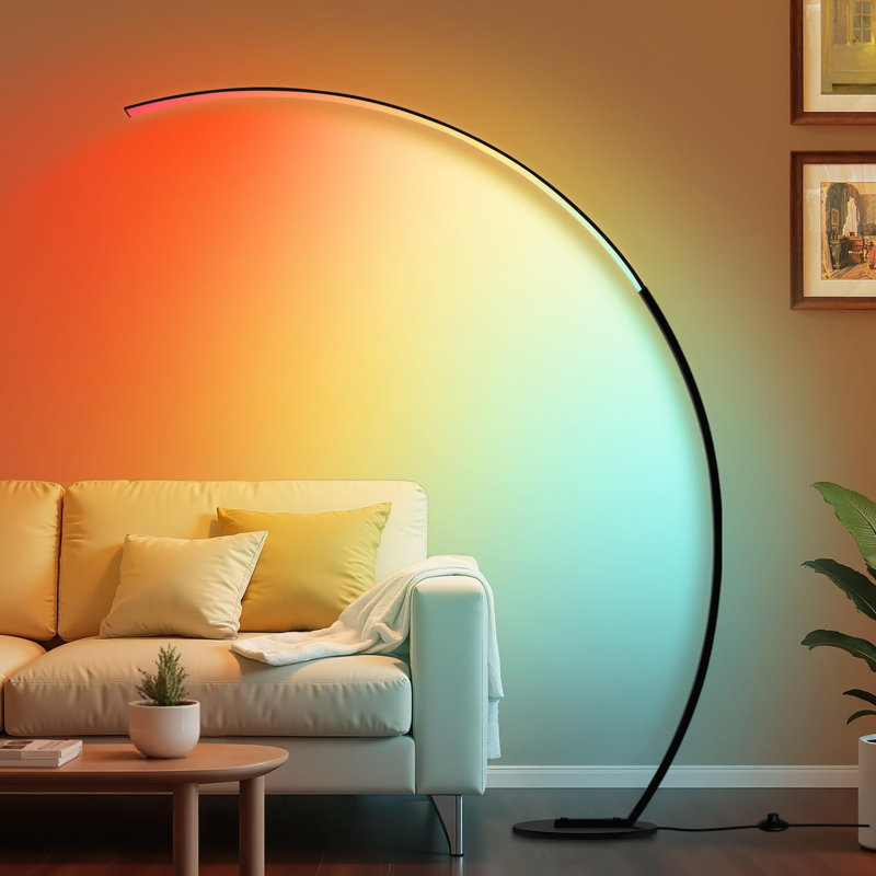Lampe sur pied à DEL arquée moderne à intensité variable avec télécommande - lampe sur pied ultra lumineuse 1800LM, 3 températures de couleur et éclairage réglable pour le salon, la chambre à coucher et le bureau