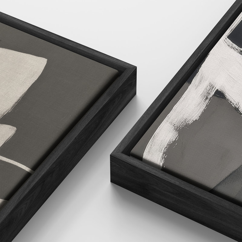 «Modern Modern Black & White Abstract Line Composition», ensemble de 2 reproductions d'art encadrées sur toile 60 po x 20 po x 2 pièces, 60 po x 30 po x 2 pièces