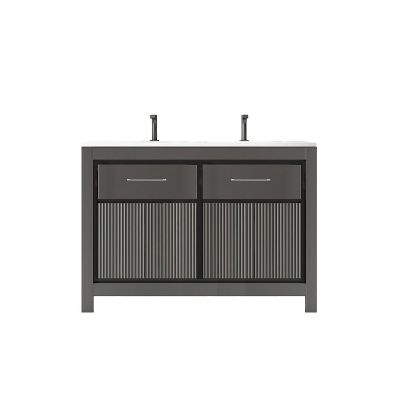 Ensemble de meuble-lavabo double 48 po, Cendres