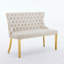 Banc en velours pour causeuse double, sièges de cuisine et de salle à manger, banc capitonné à 2 places avec boutons faits à la main, dossier à oreilles, pieds en acier plaqué or, style Mid-Century moderne-35333670-35333665