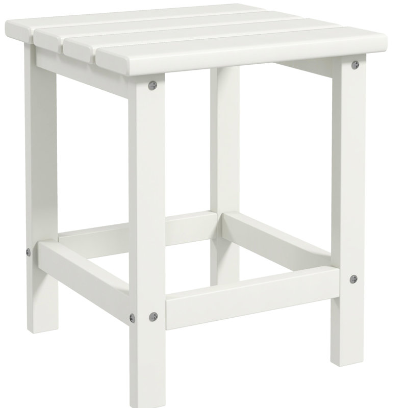 White Patio Table - 15" Square Side End For Pool, Porch, Balcony. To Wear And Tear, 110 Lbs Capacity Outdoor , Heavy-Duty, Weight Capacity,