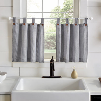 Liviana Cotton Striped Tailored Kitchen Curtain