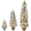 Sapins de Noël artificiels floqués et pré-illuminés Frostvale, ensemble de 3, 90 cm / 135 cm / 180 cm