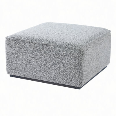 Square Upholstered Ottoman with Solid Wood Rubber Feet