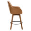 Ensemble de 4 tabourets de comptoir pivotants rembourrés de 25 po avec structure en bois massif et accoudoirs à dossier complet-545845606