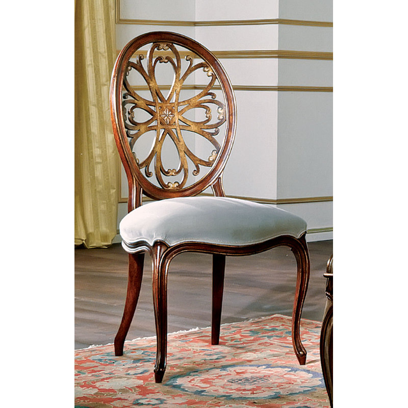 Muslin Upholstered Side Chair in Cherry/Gray