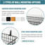 4 Set EXTRA LARGEHanging Wall Mount Storage Baskets with Adhesive Hooks & Steel Hooks, Multiuse Sturdy Wire Metal Organizing Baskets for Home Kitchen Bathroom Pantry Utility Organizer, Black
