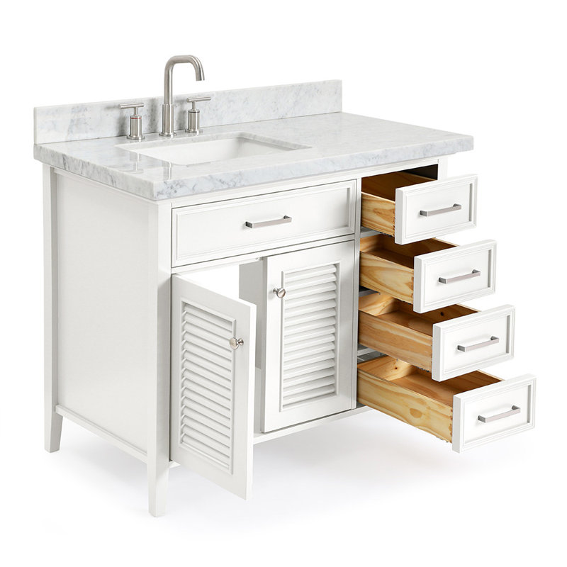 Ensemble de meuble-lavabo simple moderne de 43 po Bodhin, Gauche, Blanc