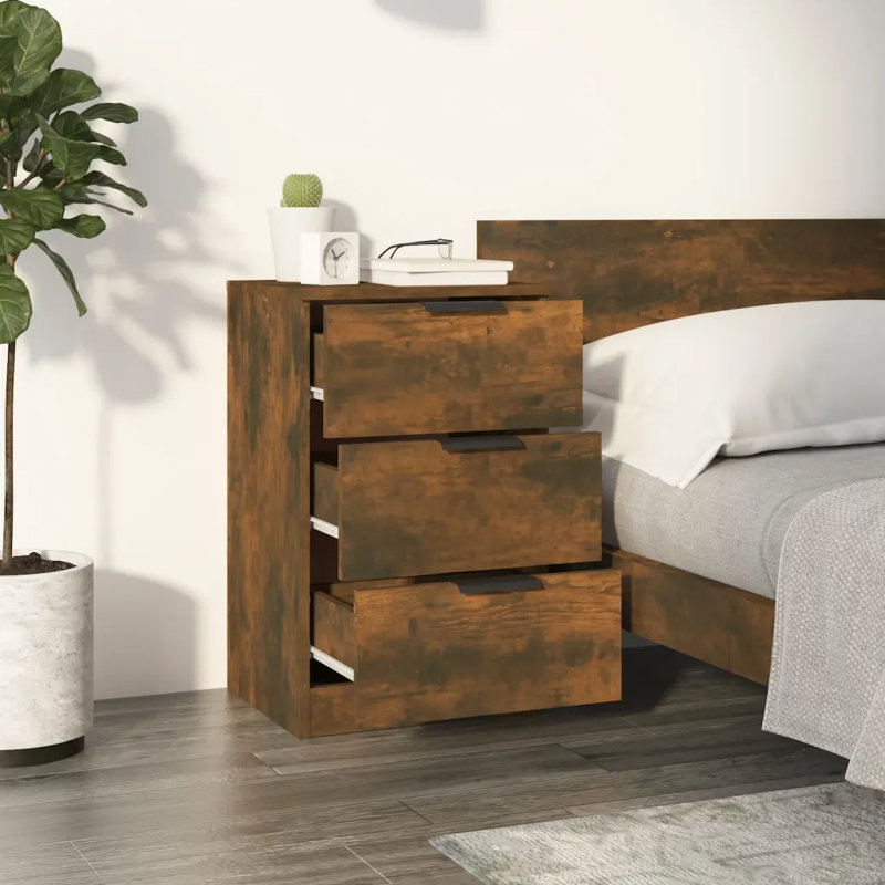 Ivell Bedside Cabinets, Smoked Oak, Set of 2