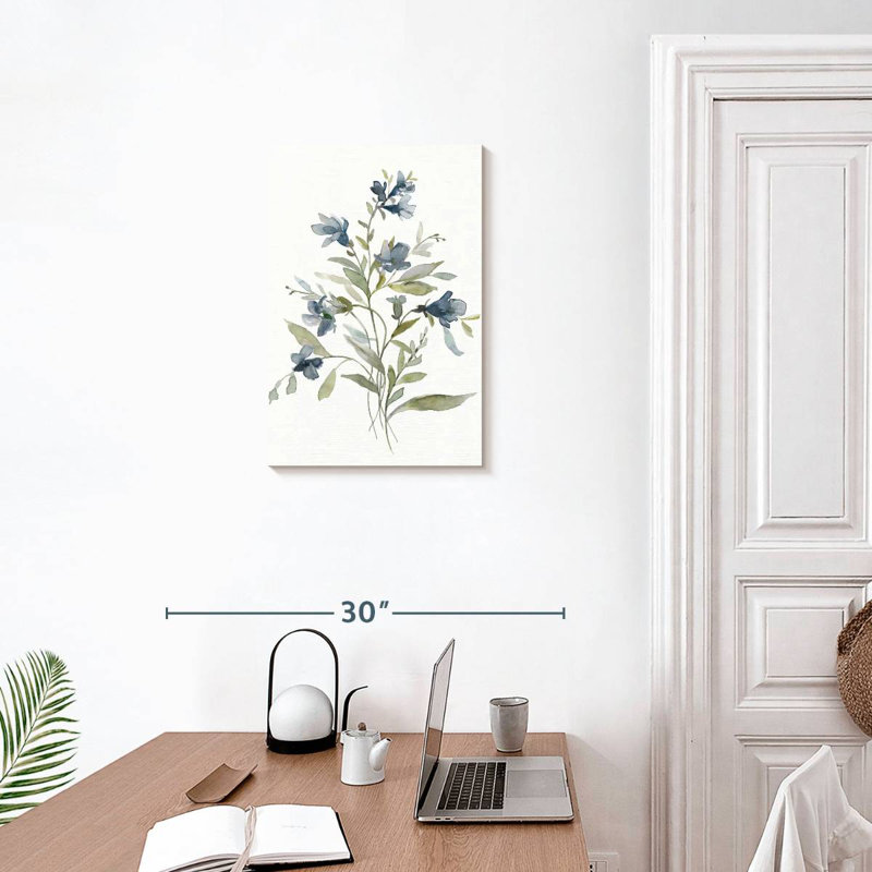 Harnek Linen Botanical Navy III, 24" H x 16" W