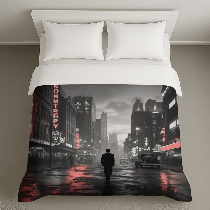 Black White Cityscape Duvet Covers, Twin
