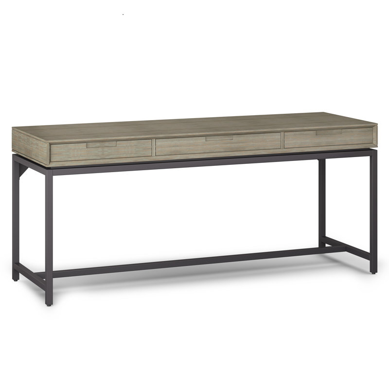Bureau Lars Mid Century, H 31,50 po x l 72 po x P 24 po, Gris patiné / noir
