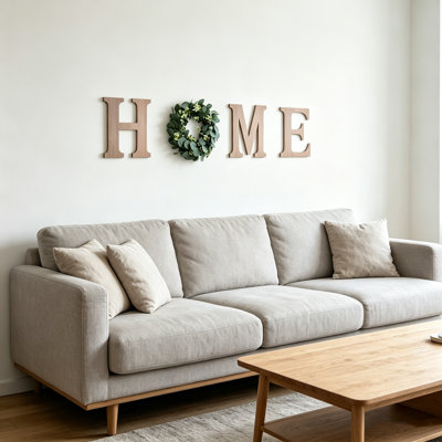 HOME Wood Letters With Artificial Flower Wreath Wall Front Door Decor, Wooden Decorative Sign Modern Farmhouse Decor Flower Garland Decoration Hanging For Entryway, Kitchen, Housewarming Present