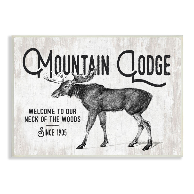 «Rustic Mountain Lodge», plaque murale vintage orignal, art par lettres et lignes, H 10 po x l 15 po x P 0,5 po