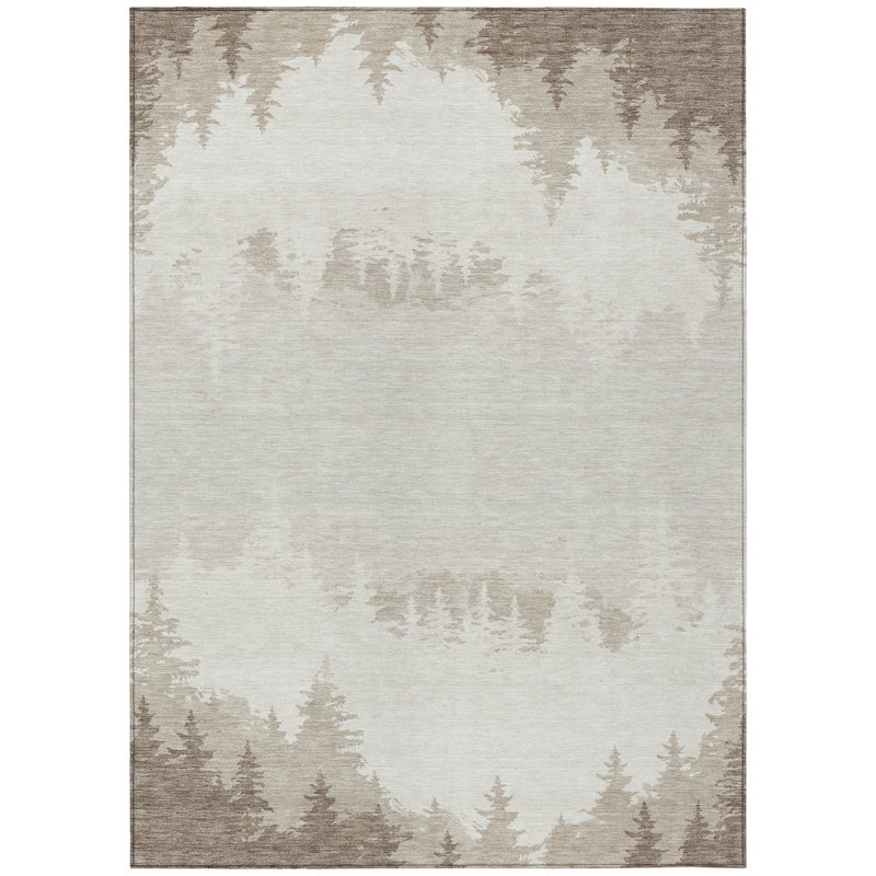 Machine Washable Indoor/Outdoor Chantille ACN2861 Lodge Rug, Ivory, 5' x 7'6"