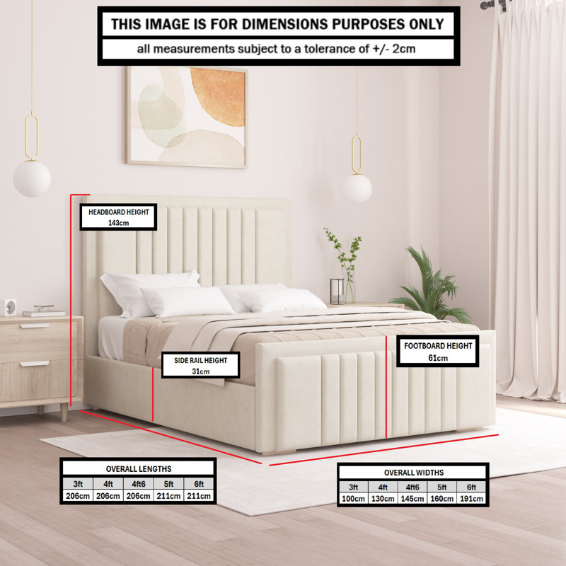Alama Upholstered Panel Bed, Asphalt, Double (4'6)